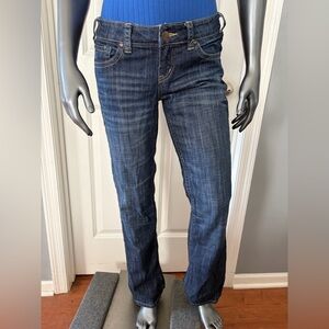 MAURICES Dark Blue Ashlyn Boot Cut Low Rise Short Length Jeans